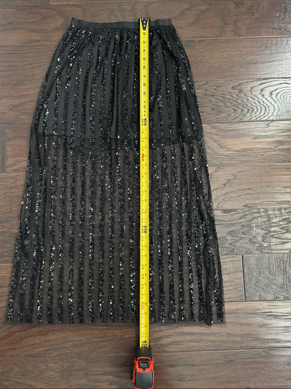 Black Sequin Stripe Mini/Maxi Skirt - Women's XS  Elegant Evening Skirt - Picture 4 of 5